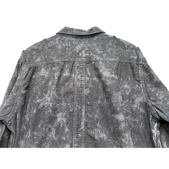 Decree Mens Acid Wash Denim Button-Up Shirt XL Gray - Picture 10 of 10